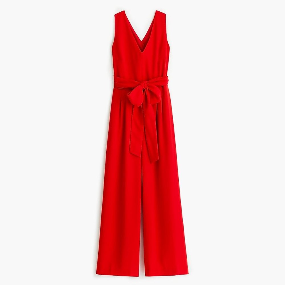 J. Crew | Red Wrap Tie Wrap Jumpsuit